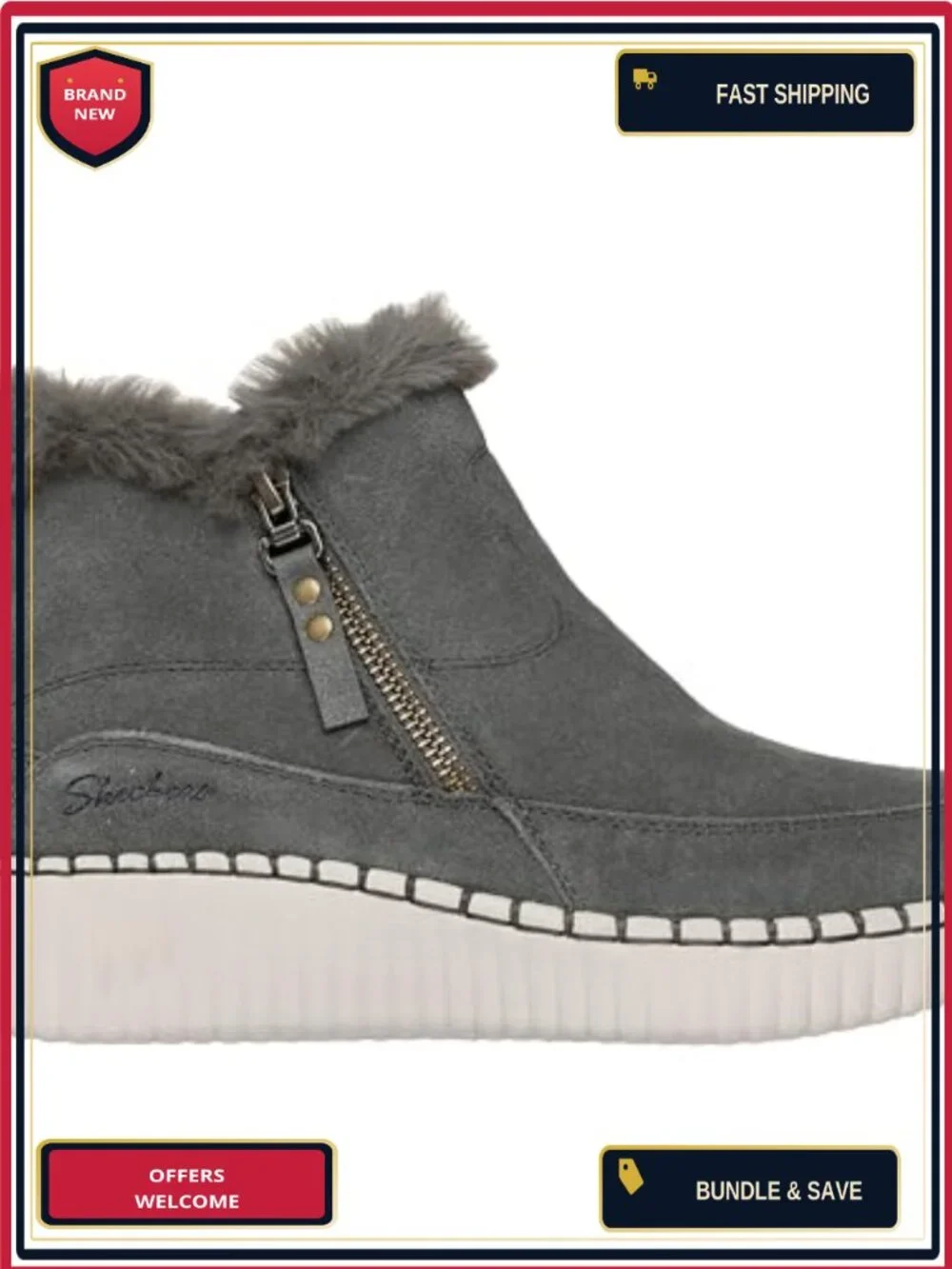 Skechers Relaxed Fit Wilshire Blvd Fresh Zip Bootie - Suede, Water Resistant,
